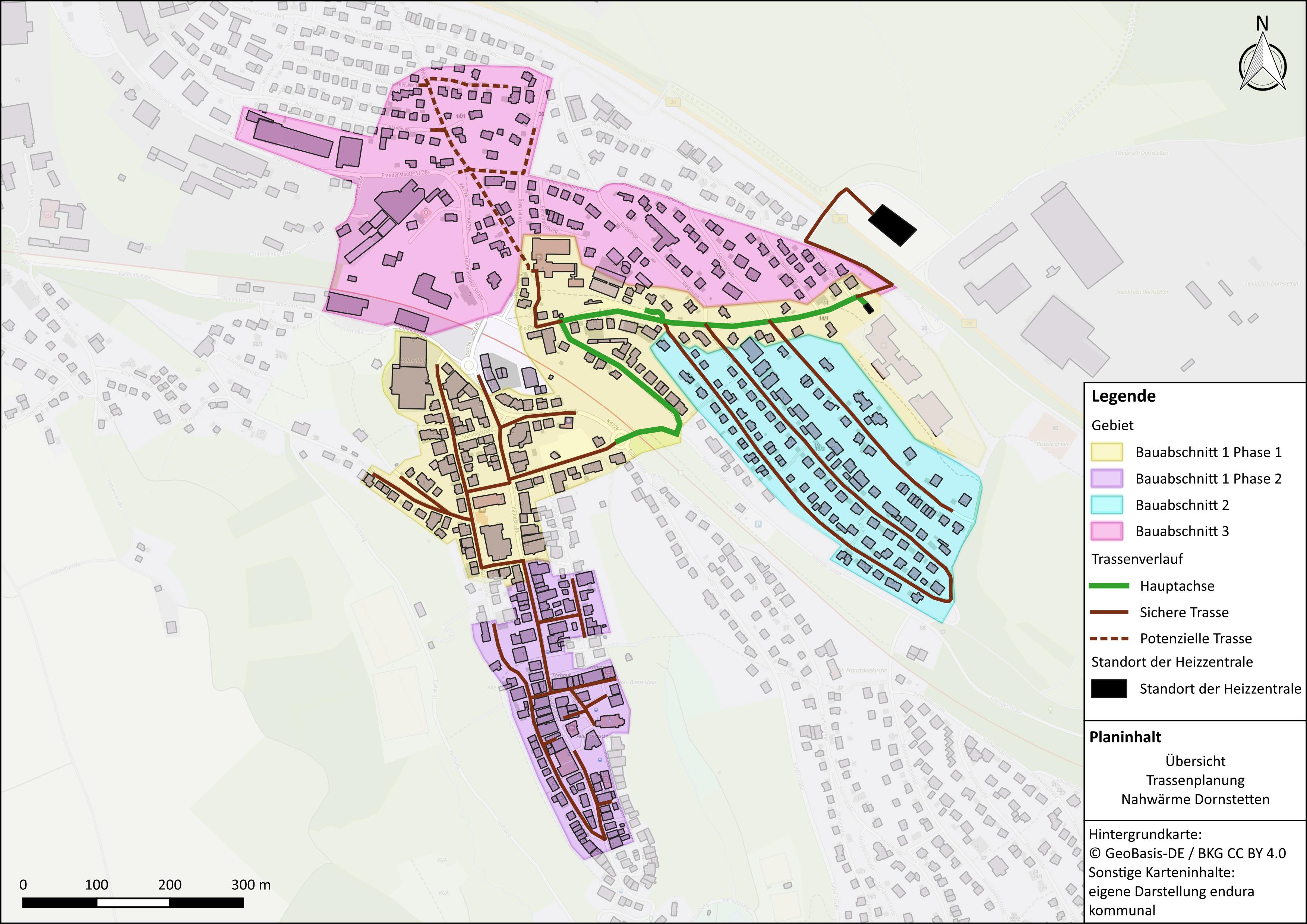 Bauabschnitte Nahwärme Dornstetten, Stand August 2025